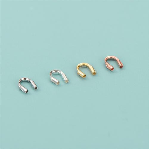 925 Sterling Silver Cord Tips, Litir U, plátáilte, DIY, dathanna níos mó le haghaidh rogha, 3.50x5mm, Poll:Thart 0.6mm, Díolta De réir PC