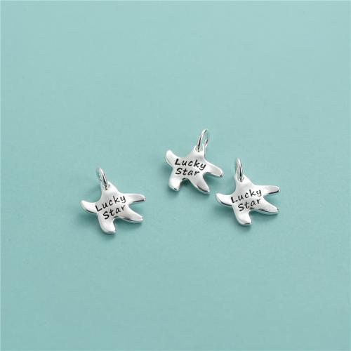 925 Sterling Silver siogairlín, Star, DIY & le patrún litir, airgid, 9.20x8.20mm, Poll:Thart 2.4mm, Díolta De réir PC