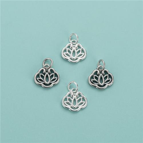 925 Sterling Silver siogairlín, Lotus, DIY & log, dathanna níos mó le haghaidh rogha, 12.80x12.30mm, Poll:Thart 3.7mm, Díolta De réir PC