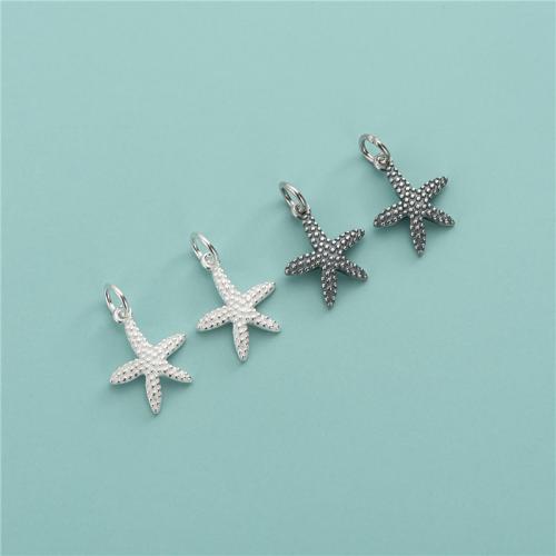 925 Sterling Sølv vedhæng, Starfish, du kan DIY, flere farver til valg, 13.30x17.70mm, Hole:Ca. 3.7mm, Solgt af PC