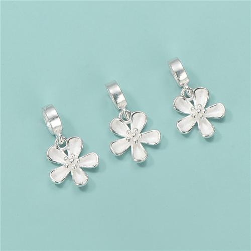 Ciondolo in argento 925, 925 argento sterlina, Fiore, DIY, argento, 12x13mm, Foro:Appross. 4.8mm, Venduto da PC