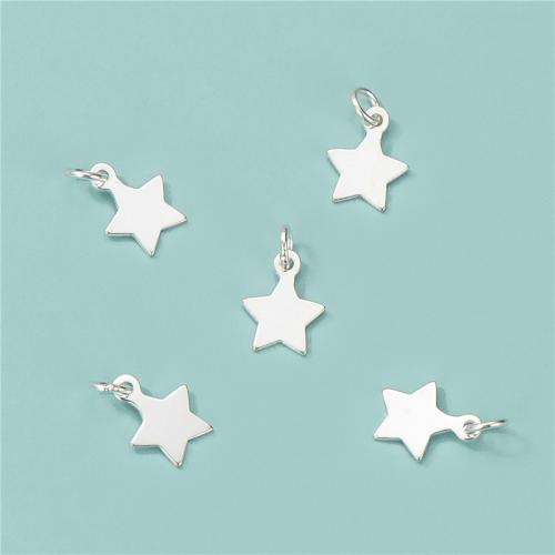 925 Sterling Silver siogairlín, Star, snasta, DIY, airgid, 6.40x8.10mm, Poll:Thart 2.2mm, Díolta De réir PC