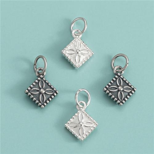 925 Sterling Silver siogairlín, Rhombus, DIY, dathanna níos mó le haghaidh rogha, 9.80x12mm, Poll:Thart 4mm, Díolta De réir PC