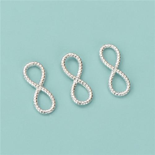 925 Sterling Silver connettori, 925 sterline d'argento, Numero 8, lucido, DIY & cavo, argento, 6.70x16.50mm, Foro:Appross. 4mm, Venduto da PC