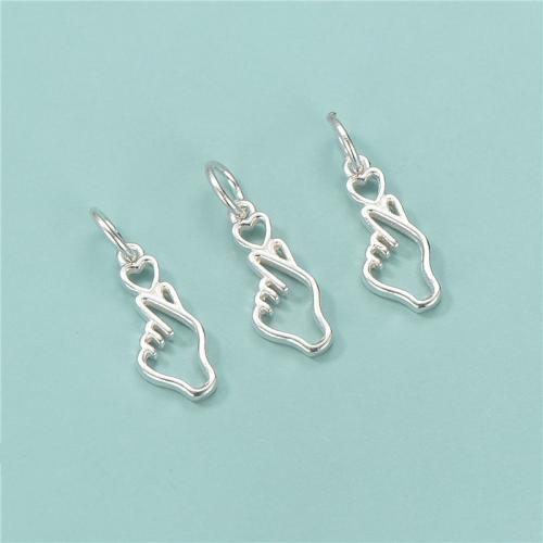 925 Sterling zilveren hanger, Hand, DIY & hol, zilver, 6.50x15mm, Gat:Ca 3.8mm, Verkocht door PC