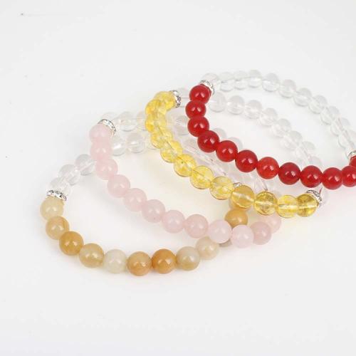 Gemstone Bracelets with Iron silver color plated fashion jewelry & Unisex & with rhinestone Length Approx 18-19 cm Sold By PC