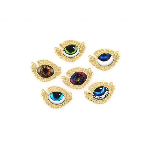 Pendentifs mauvais oeil, laiton, Plaqué or 18K, bijoux de mode & DIY & émail & double trou, plus de couleurs à choisir, protéger l'environnement, sans nickel, plomb et cadmium, 17.30x25x5mm, Vendu par PC