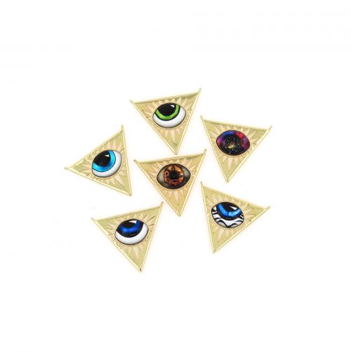 Pendentifs mauvais oeil, laiton, triangle, Plaqué or 18K, bijoux de mode & DIY & émail & double trou, plus de couleurs à choisir, protéger l'environnement, sans nickel, plomb et cadmium, 26x30x4.50mm, Vendu par PC