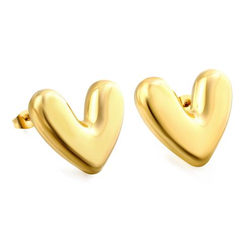 Stainless Steel Stud Earrings 304 Stainless Steel Heart Vacuum Ion Plating fashion jewelry & for woman Sold By Pair