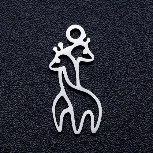 titanium Hangers, Titanium Staal, Giraffe, gepolijst, DIY & hol, oorspronkelijke kleur, 17x8mm, Ca 10pC's/Bag, Verkocht door Bag