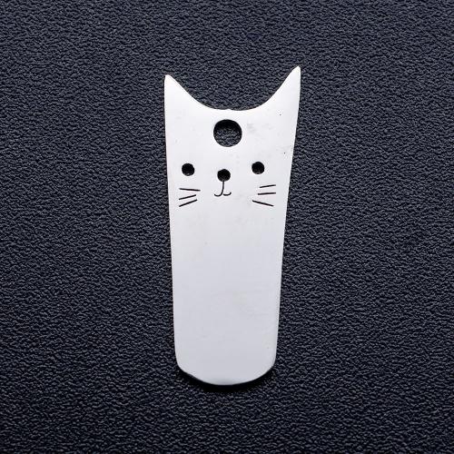 Pendentifs en titane, Acier titane, chat, poli, DIY, couleur originale, 20x8mm, Environ 10PC/sac, Vendu par sac