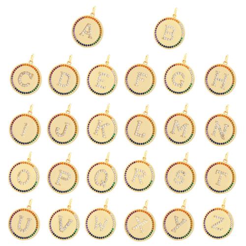 Cubic Zirconia Micro Pave Brass Pendant Round gold color plated DIY & micro pave cubic zirconia nickel lead & cadmium free Sold By PC