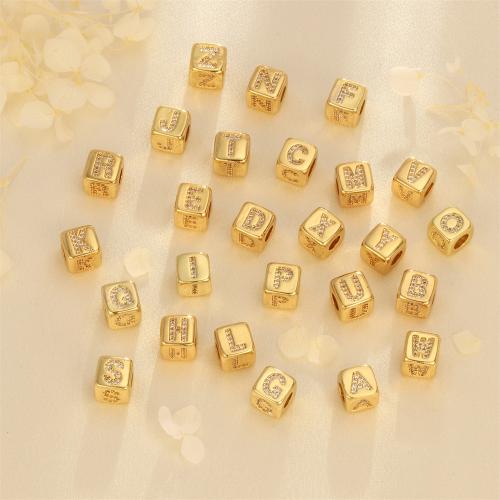 Zirconia messing kralen, met Cubic Zirconia, Square, gold plated, DIY & verschillende ontwerpen voor de keuze, meer kleuren voor de keuze, nikkel, lood en cadmium vrij, 9x9mm, Verkocht door PC