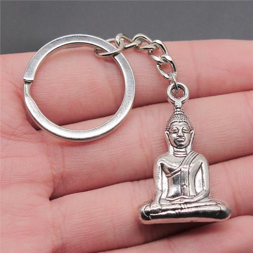 Zink Alloy Key Lås, med Järn, Buddha, plated, mode smycken, fler färger för val, nickel, bly och kadmium gratis, 35x23mm, Säljs av PC