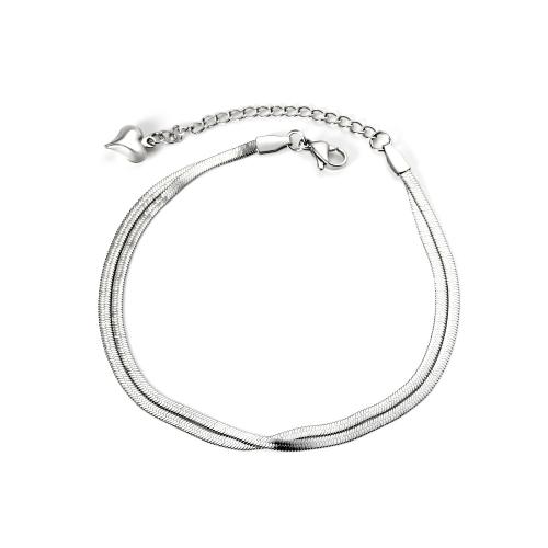 Stainless Steel Anklet 304 Stainless Steel with 5cm extender chain plated Double Layer & fashion jewelry & for woman nickel lead & cadmium free Length Approx 22 cm Sold By PC