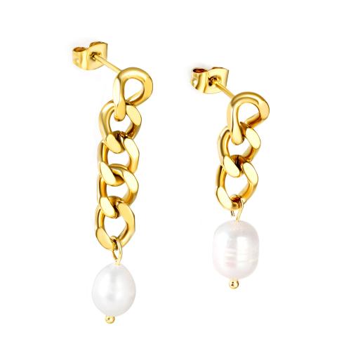 Roestvrij staal Stud Earrings, 304 roestvrij staal, met Plastic Pearl, plated, mode sieraden & voor vrouw, meer kleuren voor de keuze, nikkel, lood en cadmium vrij, Verkocht door pair