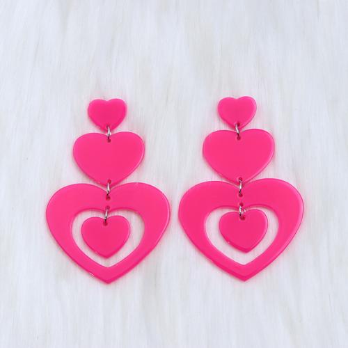 Acrylic Jewelry Earring Heart painted fashion jewelry & for woman & hollow Sold By Pair