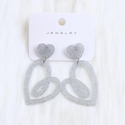 Acrylic Jewelry Earring Heart painted fashion jewelry & for woman & hollow Sold By Pair