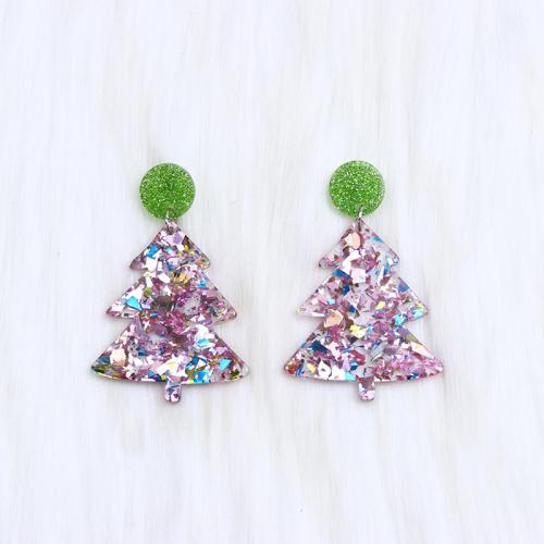 Boucle d'oreille bijoux acrylique, peinture, Conception de Noël & bijoux de mode & styles différents pour le choix & pour femme, plus de couleurs à choisir, Vendu par paire