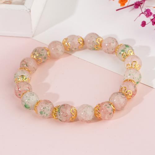 Bracciale in vetro, ottone, with vetro, vernice di essiccamento, unisex, rosa, Lunghezza Appross. 18 cm, Venduto da PC