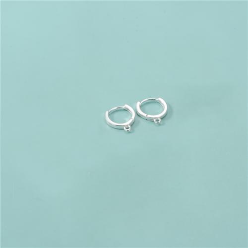 Composant boucle d'oreille tombante en argent sterling 925, beignet, DIY, argent, 13mm, Trou:Environ 0.8mm, Diamètre intérieur:Environ 10.5mm, Vendu par paire