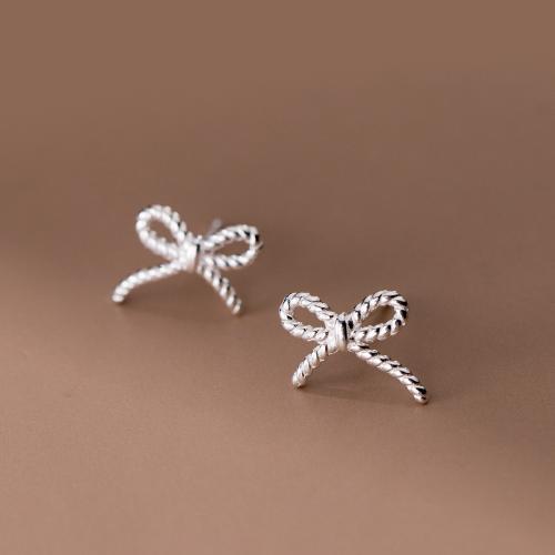 Sterling Silver Jewelry Earring, 925 Sterling Silver, Bowknot, jewelry faisin & do bhean, nicil, luaidhe & caidmiam saor in aisce, 8mm, Díolta De réir Péire