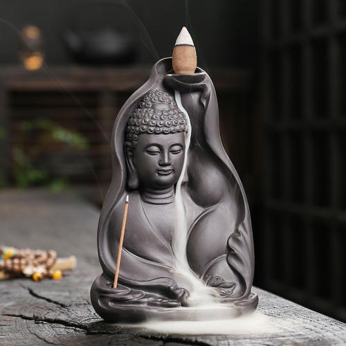 
Backflow Weihrauchbrenner Weihrauchkegel Sticks Holder Home Decor, Lila Sand, Buddha, Halbhandgefertigt, für Zuhause und Büro & nachhaltiges & Multifunktions, frei von Nickel, Blei & Kadmium, 98x70x153mm, verkauft von PC