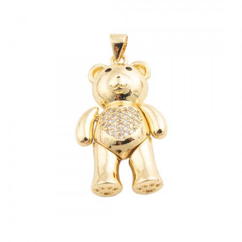 Cubic Zirconia Micro Pave Brass Pendant Bear fashion jewelry & Unisex & micro pave cubic zirconia golden nickel lead & cadmium free Sold By PC