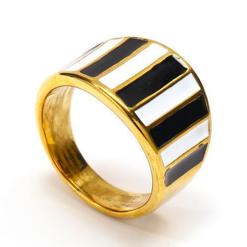 Titanium Steel Finger Ring & for woman & enamel golden Sold By PC