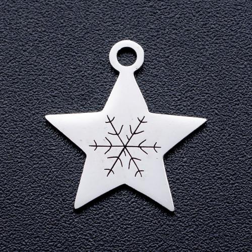 Titanium Steel Pendants Star polished DIY original color Approx Sold By Bag