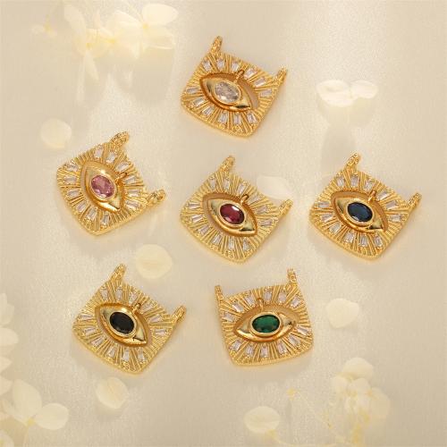 Evil Eye Hangers, Messing, Square, gold plated, DIY & micro pave zirconia & glazuur & dubbel-gat, meer kleuren voor de keuze, nikkel, lood en cadmium vrij, Verkocht door PC