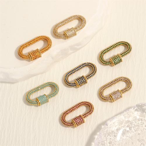 Cierre de Rosca de Metal, chapado en color dorado, Bricolaje & micro arcilla de zirconia cúbica, más colores para la opción, libre de níquel, plomo & cadmio, 30x18mm, Vendido por UD