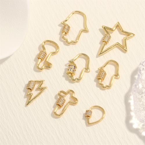 Messing Schroef sluiting, gold plated, DIY & verschillende stijlen voor de keuze & micro pave zirconia, meer kleuren voor de keuze, nikkel, lood en cadmium vrij, Verkocht door PC