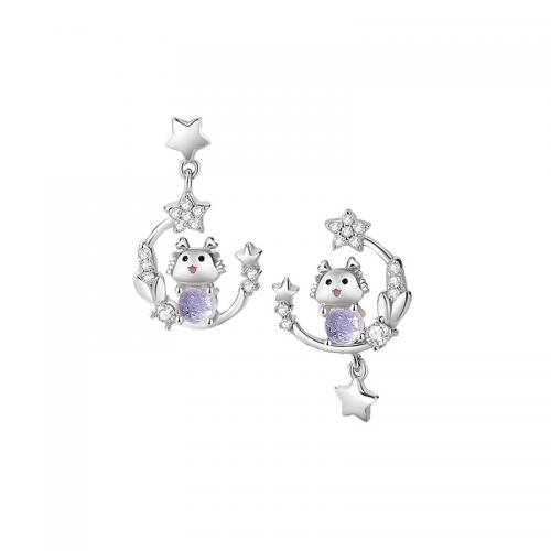 Pendientes de Micro Pavé de Zirconía Cúbica en Plata de Ley, plata de ley 925, con Cristal de murano, chapado, micro arcilla de zirconia cúbica & para mujer, más colores para la opción, 18.80x11.80mm, Vendido por Par