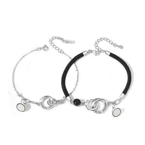 Casal pulseira e bracelete, 925 prata esterlina, with Fio de cera, with 3CM extender chain, banhado, unissex & Vario tipos a sua escolha & micro pavimento em zircônia cúbica, Mais cores pare escolha, vendido por PC