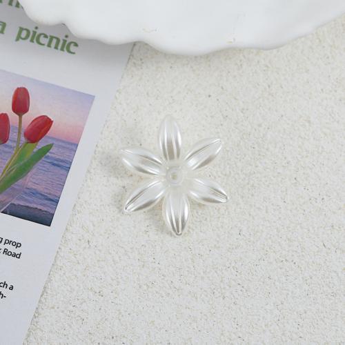 Perline in plastica, Fiore, pittura, DIY, bianco, 35x30mm, Appross. 200PC/borsa, Venduto da borsa