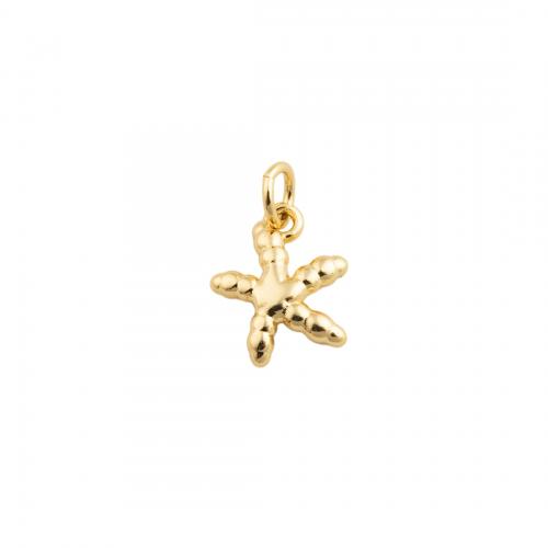 Colgantes de la joyería de cobre amarillo, metal, Estrella de Mar, para mujer, dorado, libre de níquel, plomo & cadmio, 11.50x9.50mm, Vendido por UD