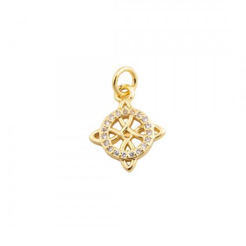 Cubic Zirconia Micro Pave bronze Pingente, cobre, joias de moda & micro pavimento em zircônia cúbica & para mulher, dourado, níquel, chumbo e cádmio livre, 14.50x12mm, vendido por PC