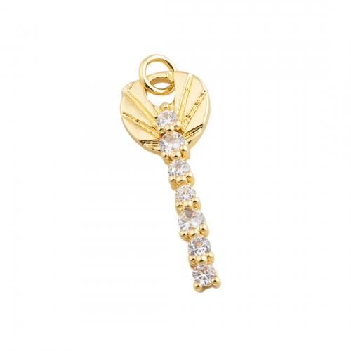 Messing hanger met micro-paved kubieke zirconia's, mode sieraden & uniseks & micro pave zirconia, gouden, nikkel, lood en cadmium vrij, 26.50x10.50mm, Verkocht door PC