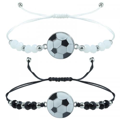 Bijoux bracelets de mode, Cordon de noeud, avec résine & alliage de zinc, Football, Placage de couleur argentée, bijoux de mode & unisexe & réglable & émail, plus de couleurs à choisir, 18mm, Longueur Environ 9-28 cm, Vendu par PC