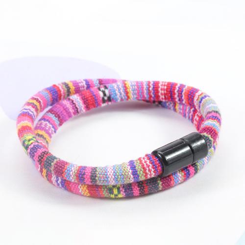 Pulseras de Moda, Tela de algodón, hecho a mano, Doble capa & Joyería & unisexo & ajustable, más colores para la opción, longitud aproximado 41 cm, Vendido por UD