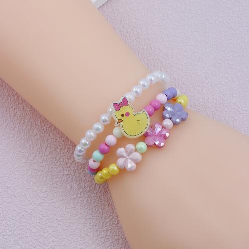 Enfants bracelet, Acrylique, canard, Mignon & trois pièces & pour les enfants, multicolore, Vendu par PC