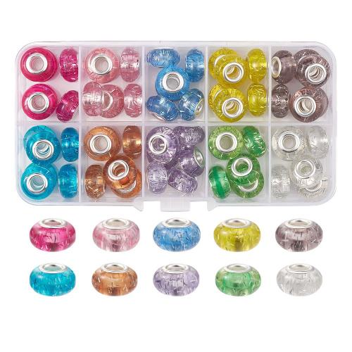 Glas met Plastic Box, Ronde, DIY, gemengde kleuren, nikkel, lood en cadmium vrij, 128x69x22mm, 60pC's/box, Verkocht door box