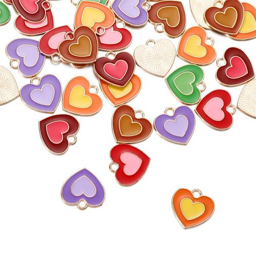 Zinc Alloy Enamel Pendants Heart plated DIY nickel lead & cadmium free Sold By Bag