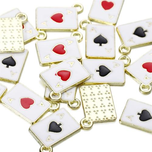 Zink legering emalje vedhæng, Zinc Alloy, Poker, forgyldt, du kan DIY & forskellige design til valg, flere farver til valg, 9.40x13.40mm, 10pc'er/Bag, Solgt af Bag