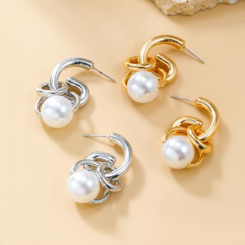 Zinc Alloy Stud Earring with Plastic Pearl plated fashion jewelry & for woman nickel lead & cadmium free Sold By Pair