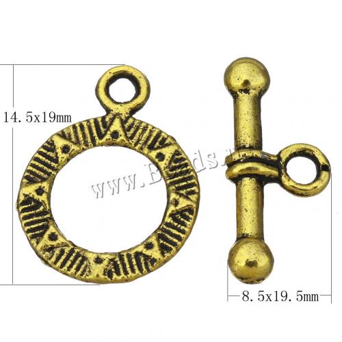 Zinc Alloy toggle lås, forgyldt, flere farver til valg, nikkel, bly & cadmium fri, 14.5x19x2mm, 8.5x19.5x3mm, Hole:Ca. 2mm, 100sæt/Lot, Solgt af Lot