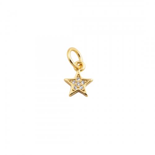 Cubic Zirconia Micro Pave bronze Pingente, cobre, Estrela, joias de moda & micro pavimento em zircônia cúbica & para mulher, dourado, níquel, chumbo e cádmio livre, 9.50x7.50mm, vendido por PC