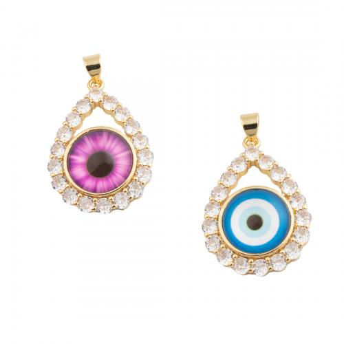 Evil Eye Pendants Brass fashion jewelry & Unisex & micro pave cubic zirconia golden nickel lead & cadmium free Sold By PC