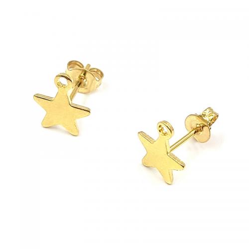 Titanium Staal Earring Stud Component, Ster, gold plated, DIY, gouden, Verkocht door PC